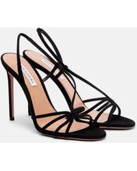 Aquazzura - Talk To Me 105 Suede Slingback Sandals - Lyst