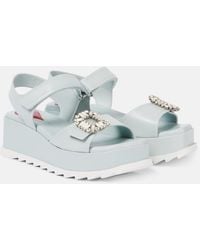 Roger Vivier - Embellished Leather Platform Sandals - Lyst