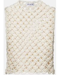 Alaïa - Open-Knit Cotton-Blend Top - Lyst