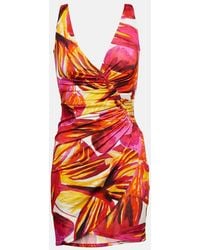 Louisa Ballou - Summer Solstice Wrap-effect Ruched Printed Stretch-jersey Mini Dress - Lyst