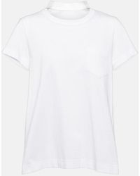 Sacai - Pleated Cotton Jersey T-Shirt - Lyst