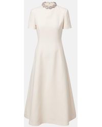 Valentino - Crepe Couture Embellished Midi Dress - Lyst