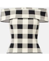 Posse - Pippa Checked Off-Shoulder Top - Lyst