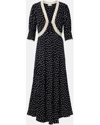 RIXO London - Amina Polka-Dot Crepe Midi Dress - Lyst