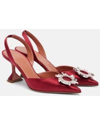 AMINA MUADDI - Begum 70 Embellished Satin Slingback Pumps - Lyst
