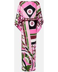 PUCCI - Vivara Layered Silk Satin Maxi Dress - Lyst