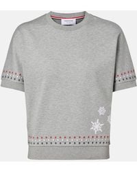 Thom Browne - Embroidered Cotton Jersey T-Shirt - Lyst