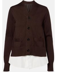 Sacai - Layered Cotton Cardigan - Lyst