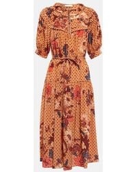 Ulla Johnson - Adette Printed Silk Crepe De Chine Midi Dress - Lyst