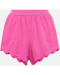 Marysia Swim - Scalloped High-rise Cotton Blend Shorts - Lyst