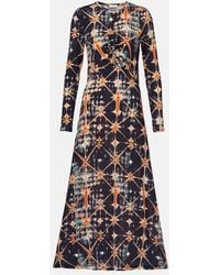 Ulla Johnson - Naia Ruched Printed Jersey Midi Dress - Lyst
