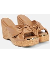Jimmy Choo - Avenue Leather Wedge Sandals - Lyst