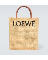 Loewe - Borsa in rafia con logo - Lyst