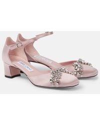 Jimmy Choo - Verity 45 Embellished Satin Pumps - Lyst