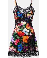 Dolce & Gabbana - Floral Silk And Cotton-Blend Minidress - Lyst
