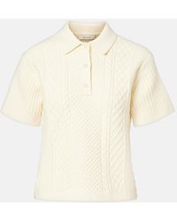 JW Anderson - Cable-Knit Wool And Cotton-Blend Polo Shirt - Lyst