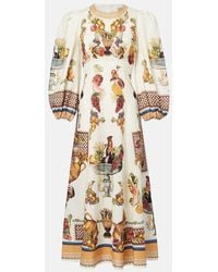 ALÉMAIS - Mercado Printed Linen Midi Dress - Lyst
