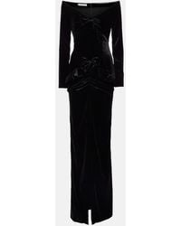 Alessandra Rich - Bow-Detail Off-Shoulder Velvet Gown - Lyst