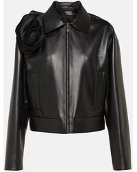 Valentino - Floral-applique Leather Jacket - Lyst