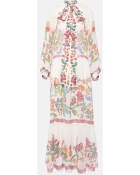 La DoubleJ - Athena Printed Silk Chiffon Maxi Dress - Lyst