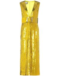 Gucci Abito lungo in seta con paillettes - Metallizzato