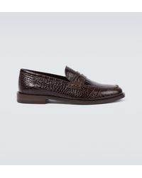 Manolo Blahnik - Perry Croc-Effect Leather Penny Loafers - Lyst