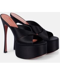 AMINA MUADDI - Salma 155 Satin Platform Mules - Lyst
