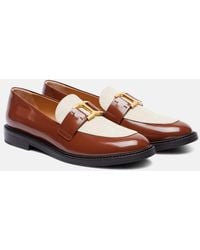Chloé - Marcie Leather And Canvas Loafers - Lyst
