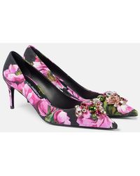 Dolce & Gabbana - Fabric Decollete With Floral Print - Lyst