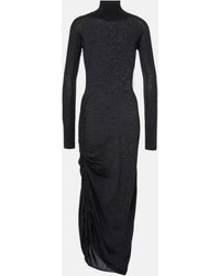 Alaïa - Draped Wool Turtleneck Dress - Lyst