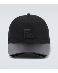 Fendi - Ff Leather-trimmed Cap With Visor - Lyst