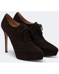 Gianvito Rossi - Lace-Up Suede Platform Pumps - Lyst