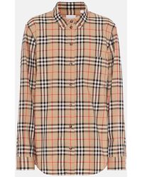 Burberry - Camisa "lapwing" De Popelina Stretch A Cuadros - Lyst
