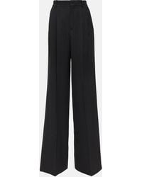 Saint Laurent - Chalk Stripe Wool-blend Wide-leg Pants - Lyst