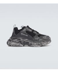 Balenciaga Distressed Triple S Sneakers in Gray for Men | Lyst