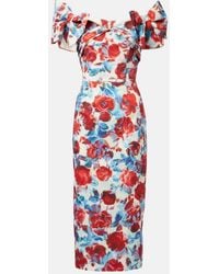Rebecca Vallance - Fleurette Floral Taffeta Midi Dress - Lyst