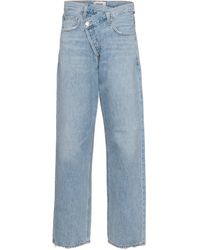 Agolde Baumwolle Hoch Geschnittene Jeans Aus Baumwolle in Grau Damen Bekleidung Jeans Jeans mit gerader Passform 