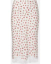 Posse - Fae Lace-Trimmed Printed Midi Skirt - Lyst