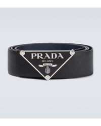 Prada - Logo Buckle Leather Belt - Lyst