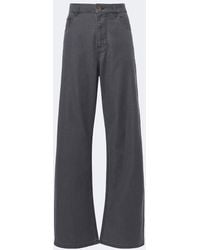Miu Miu - Chambray Wide-Leg Pants - Lyst