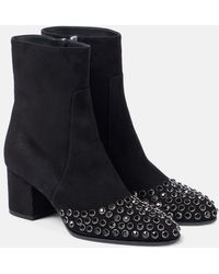 Alaïa - Embellished Suede Ankle Boots - Lyst