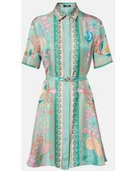 Versace - Vestido Camisero Underwater Barocco De Sarga De Seda - Lyst