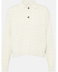 Brunello Cucinelli - Cable-Knit Cotton-Blend Polo Sweater - Lyst