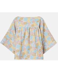Chloé - Floral Gathered Cotton Top - Lyst