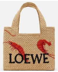 Loewe - Paula's Ibiza Font Mini Raffia Top-Handle Bag - Lyst