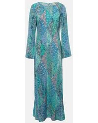 RIXO London - Bedrucktes Maxikleid Alondra Aus Seide - Lyst