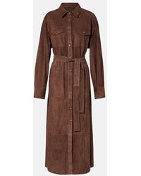 Brunello Cucinelli - Monili Belted Suede Shirt Dress - Lyst