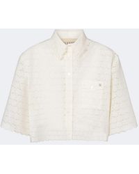 Valentino - Vlogo Broderie Anglaise Cotton Shirt - Lyst