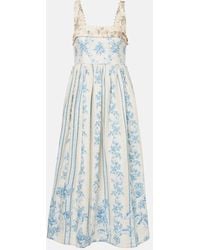 Agua Bendita - Midikleid Barbara Aus Leinen - Lyst