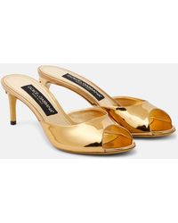 Dolce & Gabbana - Pantoletten Keira Aus Metallic-Leder - Lyst